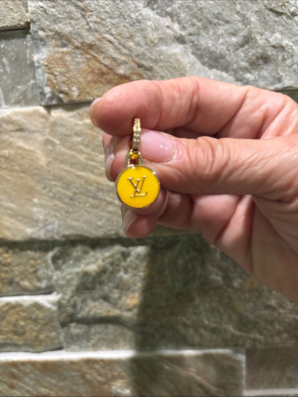 Yellow Enamel LV Logo Drop earrings - Picture 2 of 4